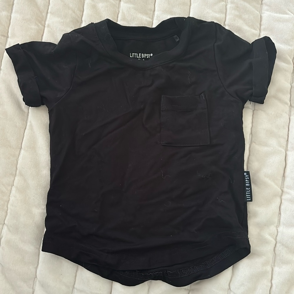 Little Bipsy bamboo black pocket tee 6-12 months